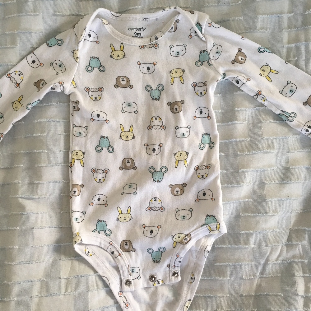 Carter's onesie with animal face pattern, 9 m